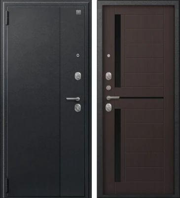 Дверь A-01 черный сатин - лиственница тёмная