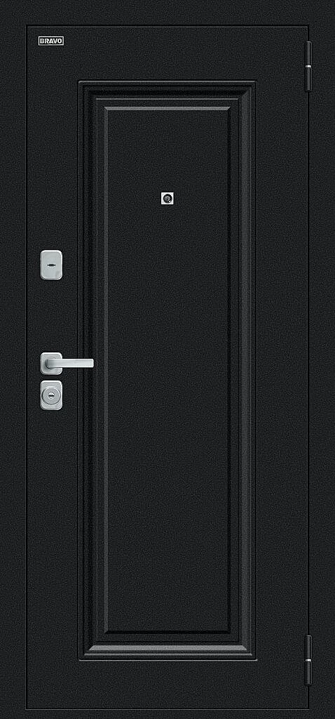 Входная дверь Мило МФ/BChrome Букле черное/Cappuccino Melinga BR6202 внешняя сторона