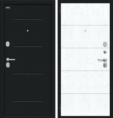 Входная дверь Граффити-1 Инсайд Букле черное/Snow Art BR4626